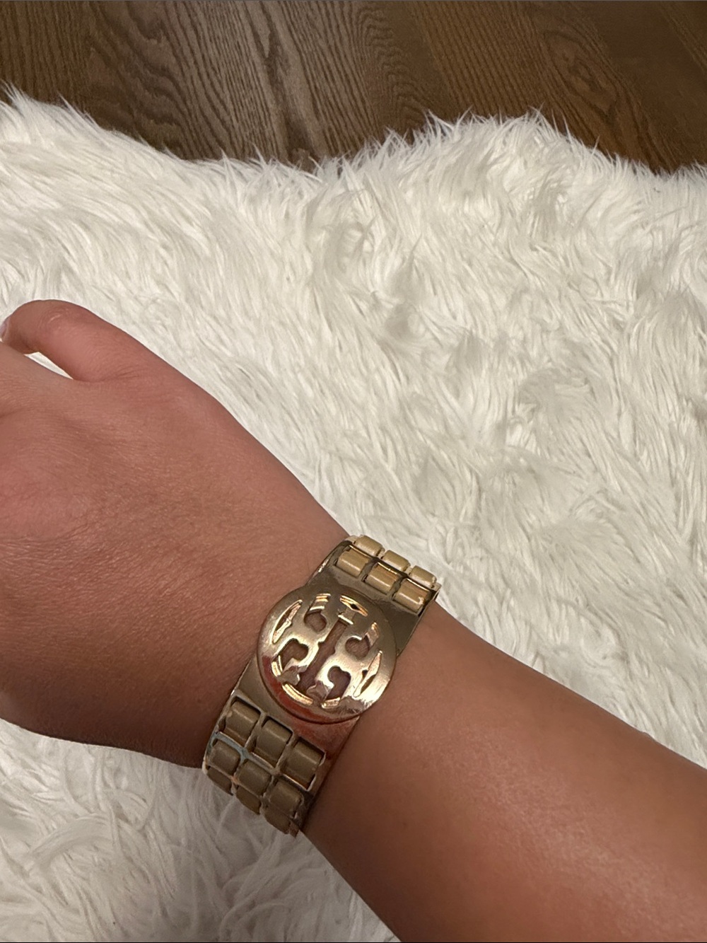 Tory Burch Gold-Tone Logo Cuff Bracelet